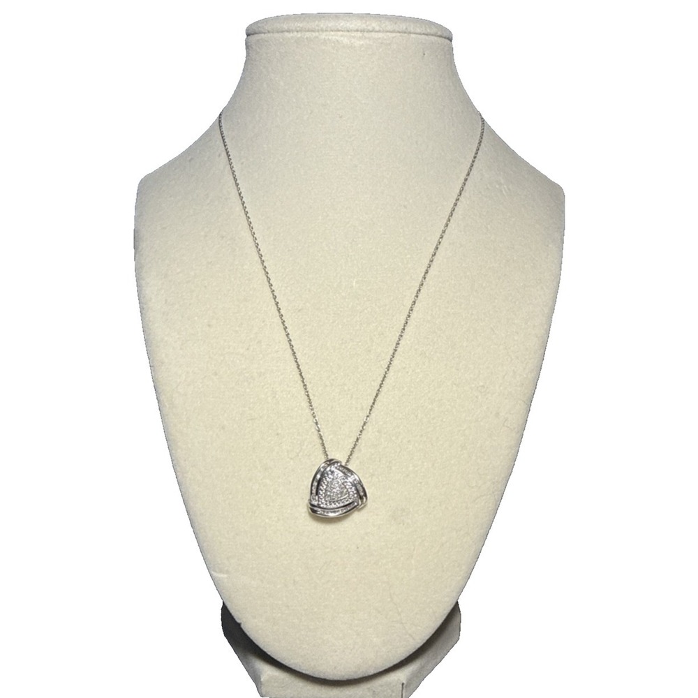 925‎ Sterling Silver Triangle Cluster Pendant Necklace J-9G